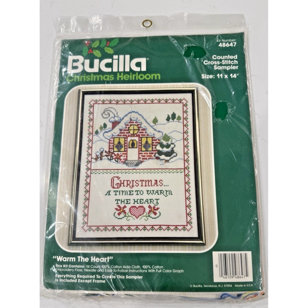 Bucilla 48647 Warm the Heart Christmas Heirloom Counted Cross Stitch 11"x14" New